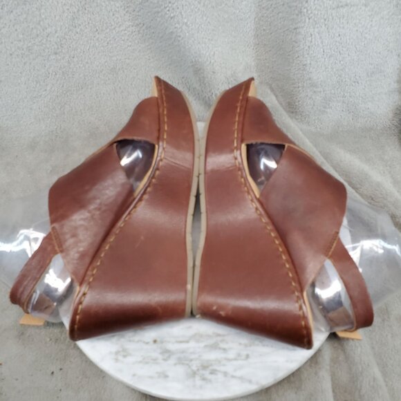 Born Shoes Womens Size 9 M/W Brown Leather Emmy II Wedge Sandals - Picture 8 of 11